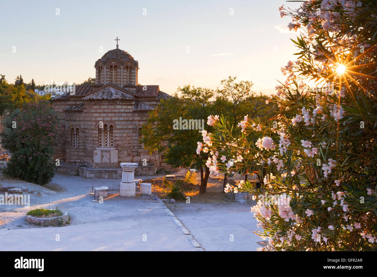 Chiesa greca nel sito dell'Antica Agorà di Atene. Foto Stock