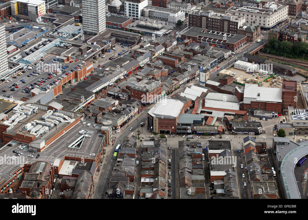 Vista aerea del Sunderland city centre, Tyne & Wear, Regno Unito Foto Stock