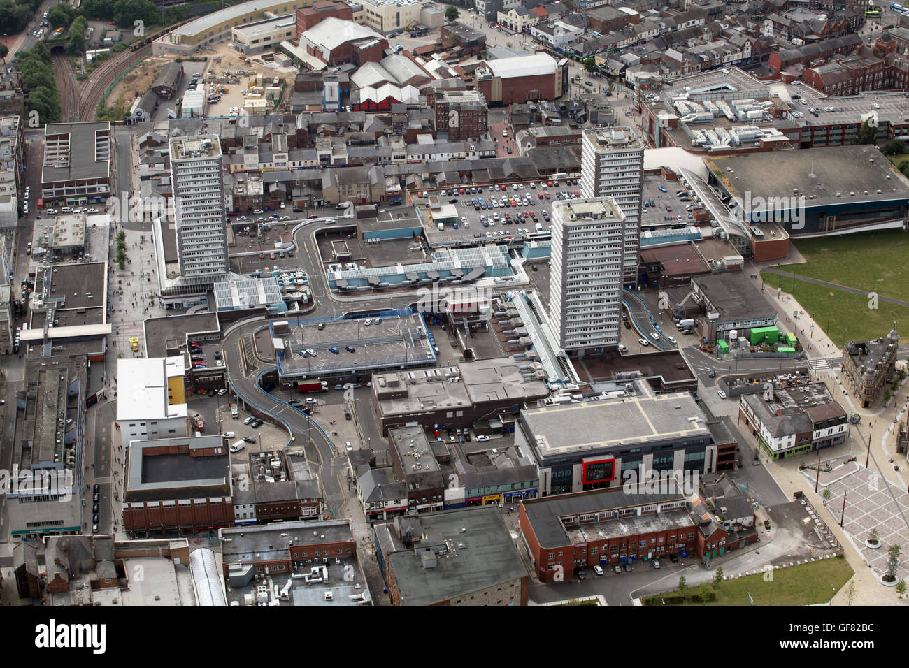 Vista aerea del Sunderland city centre, Tyne & Wear, Regno Unito Foto Stock