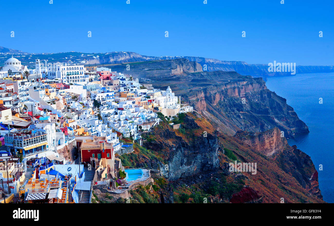 Il villaggio di Thira a Santorini Island, Grecia Foto Stock
