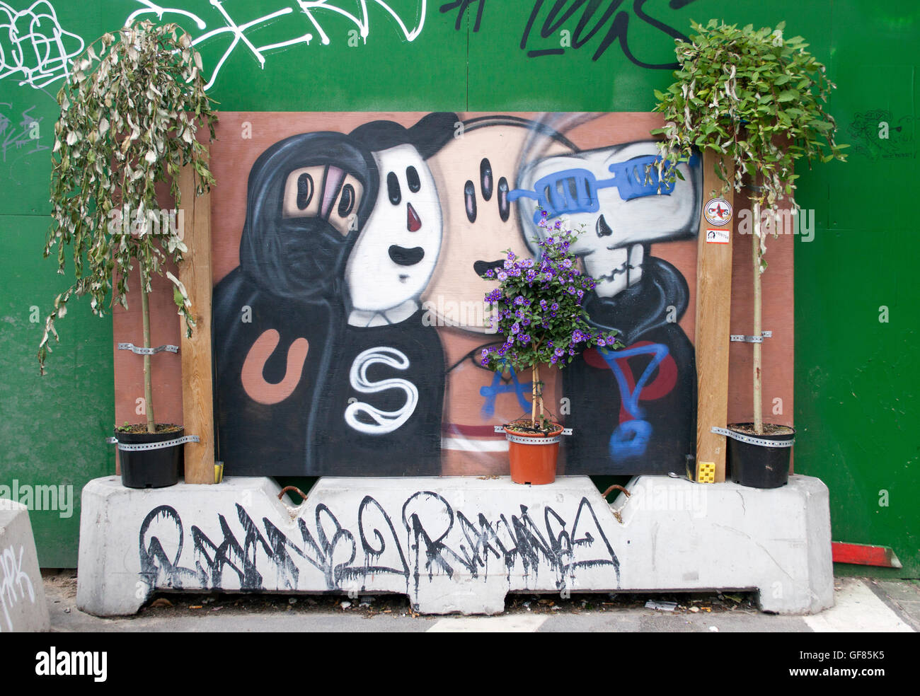 Graffiti politici su una parete in Copenhagen DANIMARCA Foto Stock