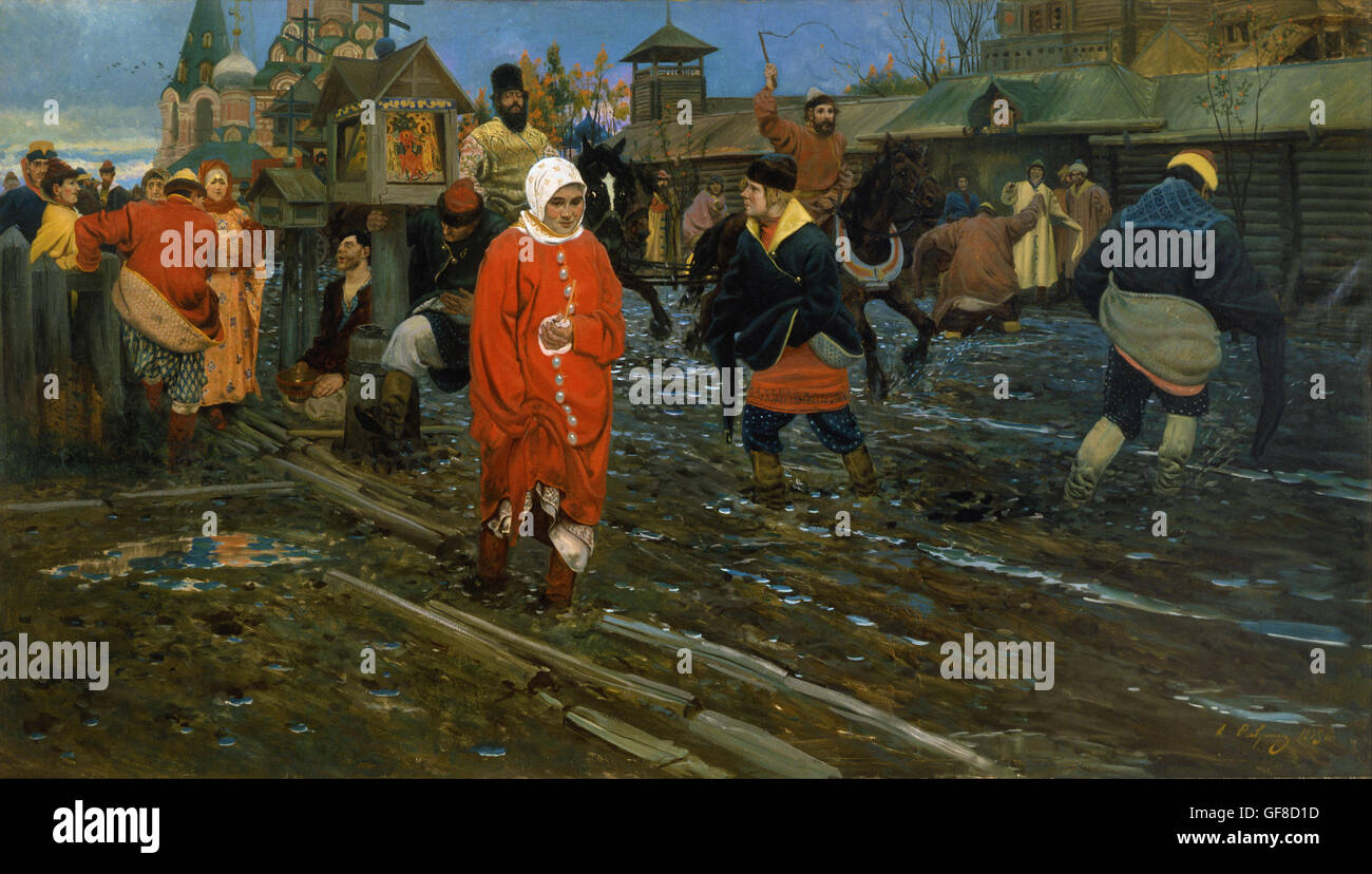 Andrei Ryabushkin - Seventeenth-Century strada di Mosca su un giorno festivo Foto Stock