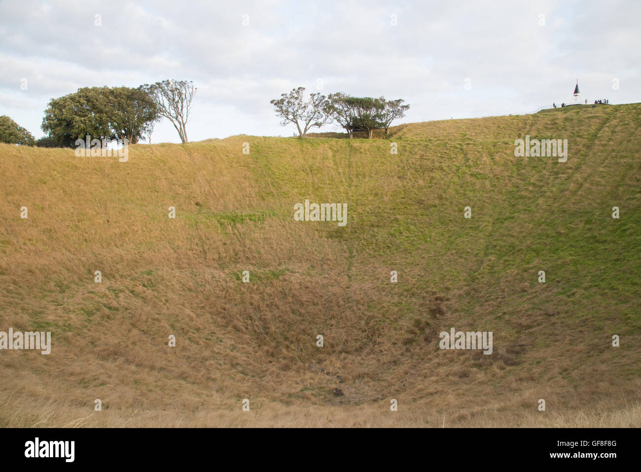 Vista del cratere del monte Eden vicino a Auckland, Nuova Zelanda Foto Stock