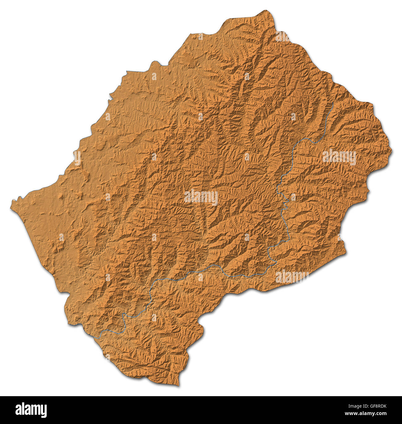 Mappa di rilievo del Lesotho con rilievo ombreggiato. Foto Stock