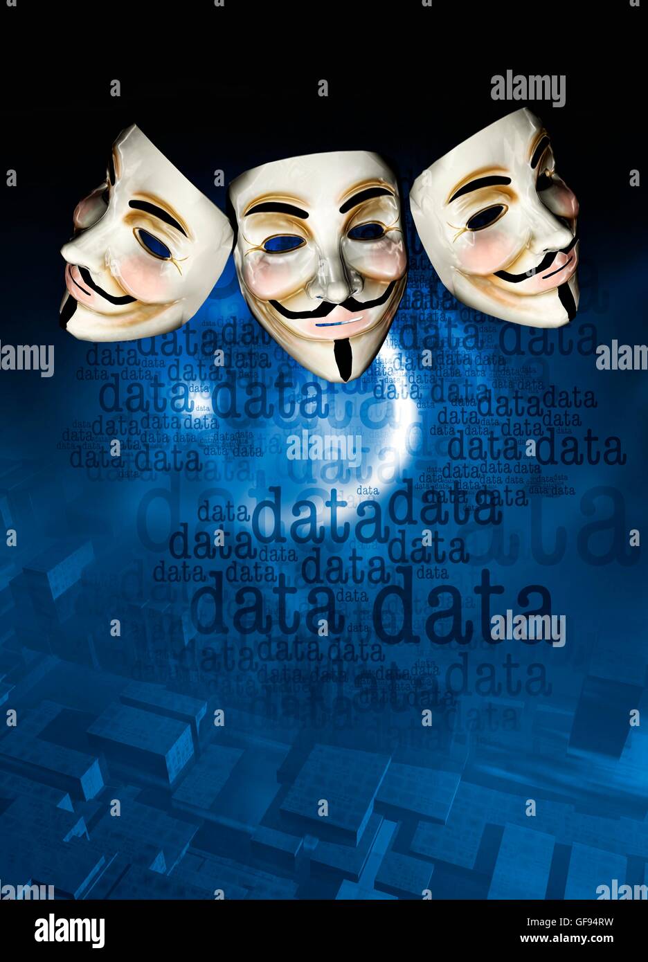 Internet maschere attivista, illustrazione. Foto Stock