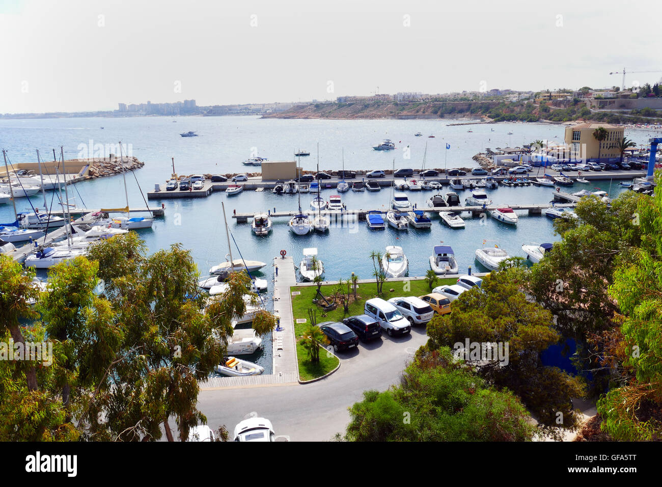 Vista sulla marina a Cabo Roig, Costa Blanca, Spagna Foto Stock