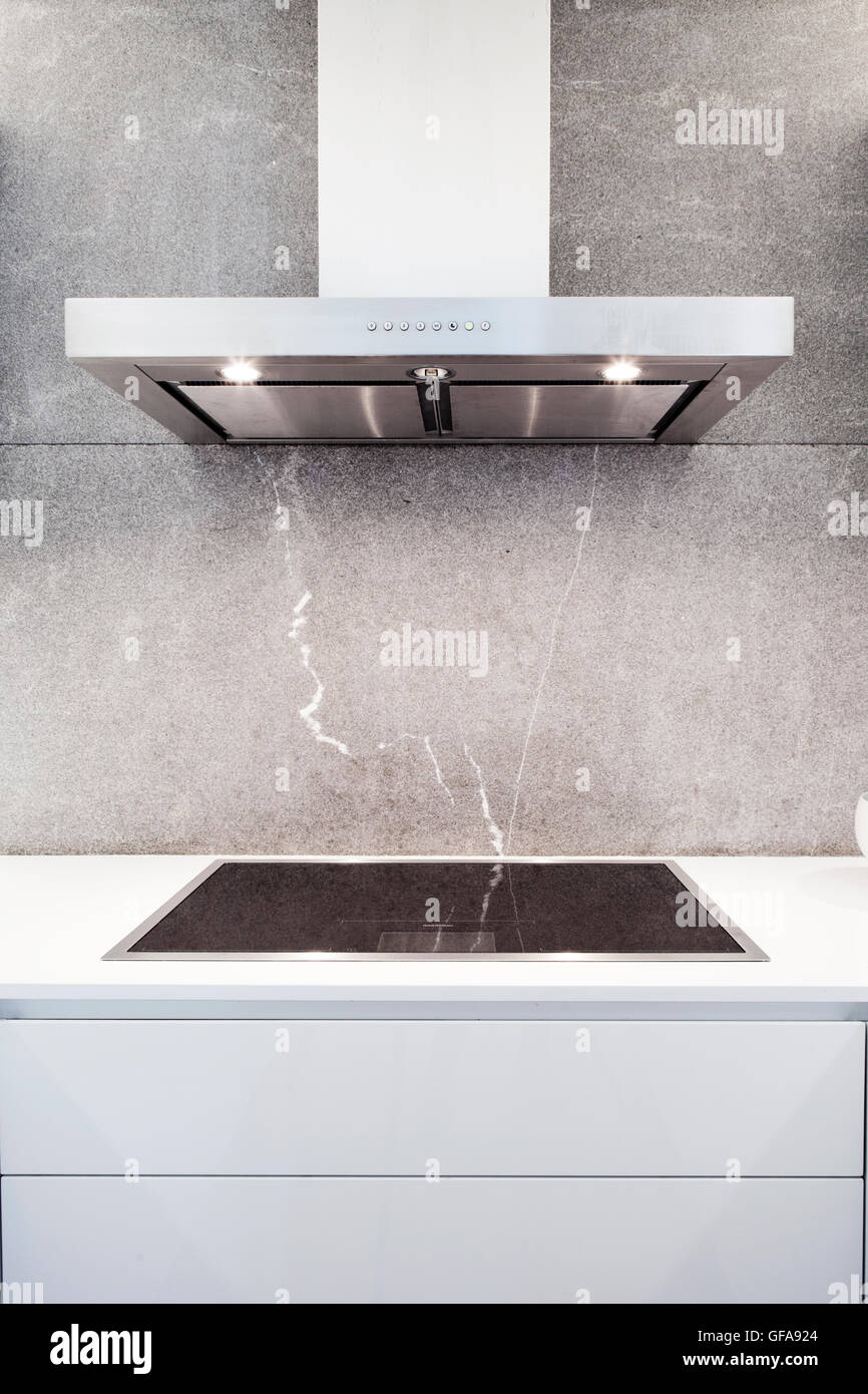 Acciaio inox cappa da cucina in design moderno home Foto Stock