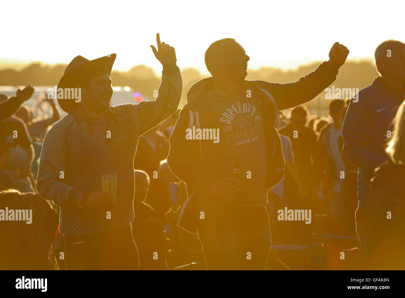 Carfest Nord, Bolesworth, Cheshire, Regno Unito. Il 29 luglio 2016. Le persone che si godono la musica sul palco principale. La manifestazione è il frutto di Chris Evans e dispone di 3 giorni di automobili, musica e intrattenimento con i profitti di essere donati alla carità i bambini in stato di bisogno. Andrew Paterson/Alamy Live News Foto Stock