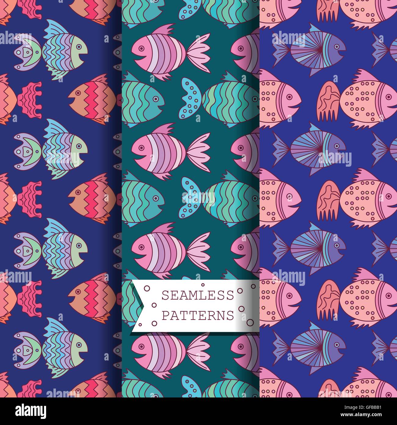 Modello senza cuciture con pesce di mare Illustrazione Vettoriale