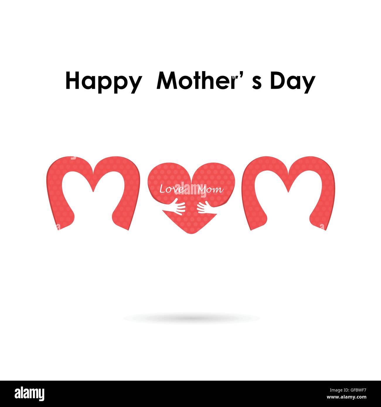 Felice Festa della Mamma.amore cuore Care logo.Amore e felice giorno della Madre il concetto di sfondo.illustrazione vettoriale Illustrazione Vettoriale