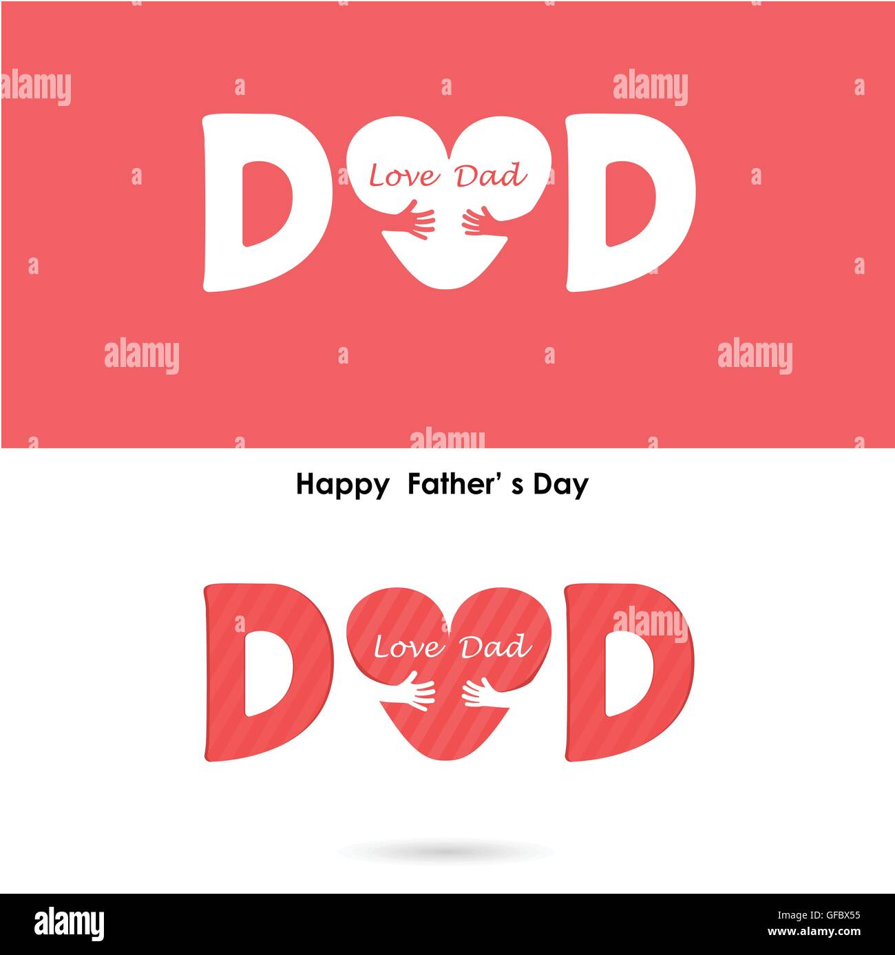 Felice Festa del Papà.amore cuore Care logo.Amore e Padre Felice giorno del concetto di sfondo.illustrazione vettoriale Illustrazione Vettoriale