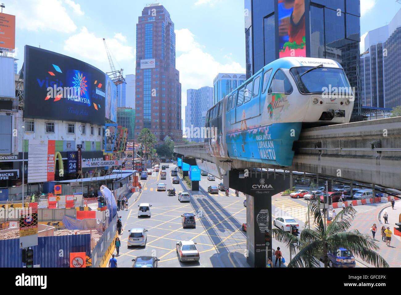 Bintang Walk in Bukit Bintang e monorail a Kuala Lumpur in Malesia. Foto Stock
