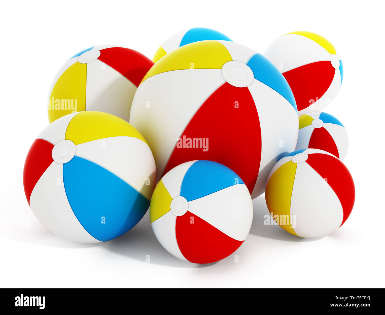Multi colore palle di mare isolato su sfondo bianco. 3D'illustrazione. Foto Stock