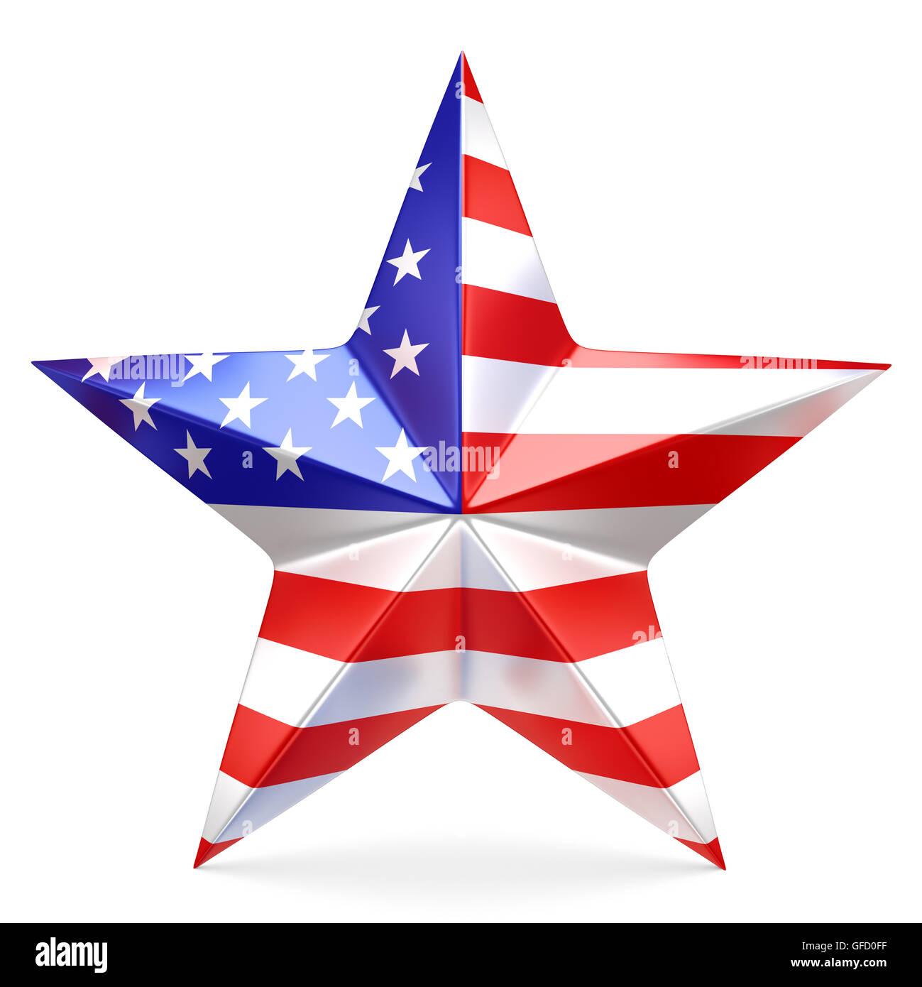 Shiny stella con bandiera degli Stati Uniti - il rendering 3D Foto Stock