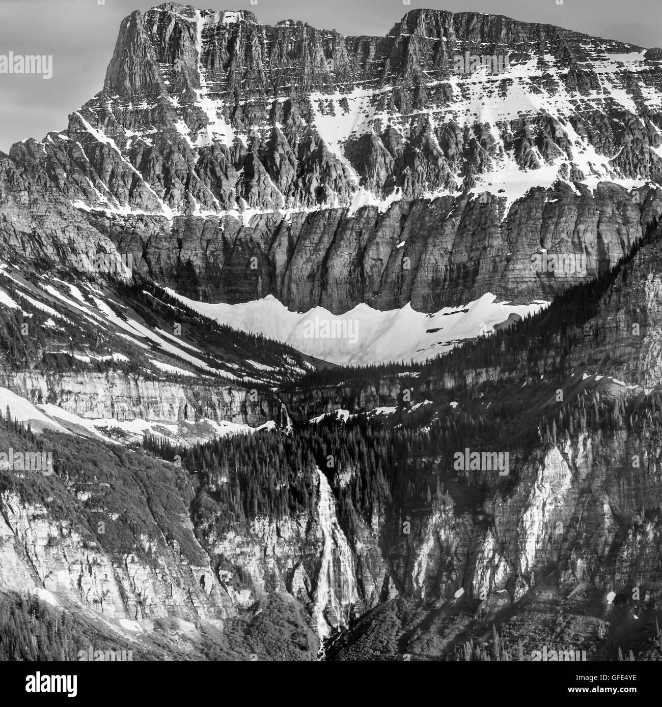 Mt Oberlin Snow Melt quadrato in bianco e nero Foto Stock