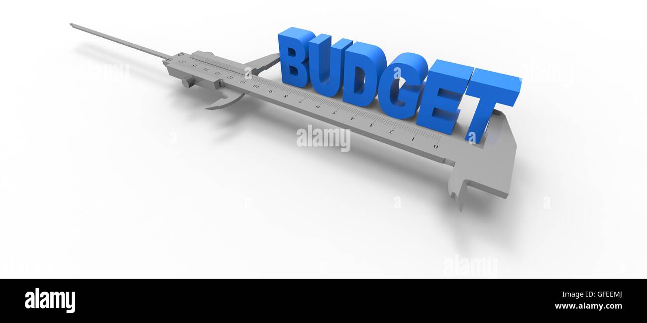 Misurare la parola di bilancio con una pinza Foto Stock