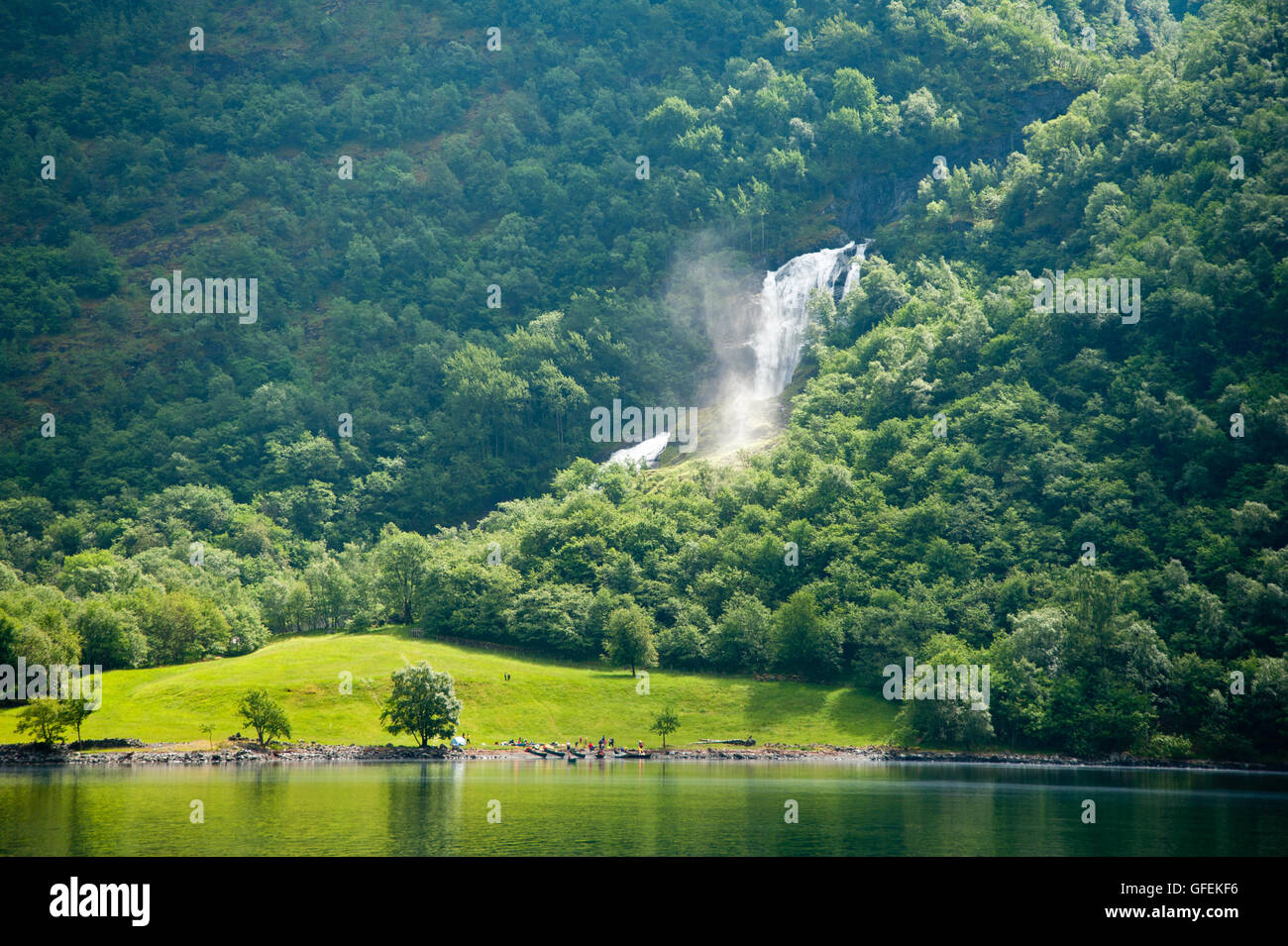 Fiordo Sognefjord area turistica della Norvegia a nord di Bergen Foto Stock