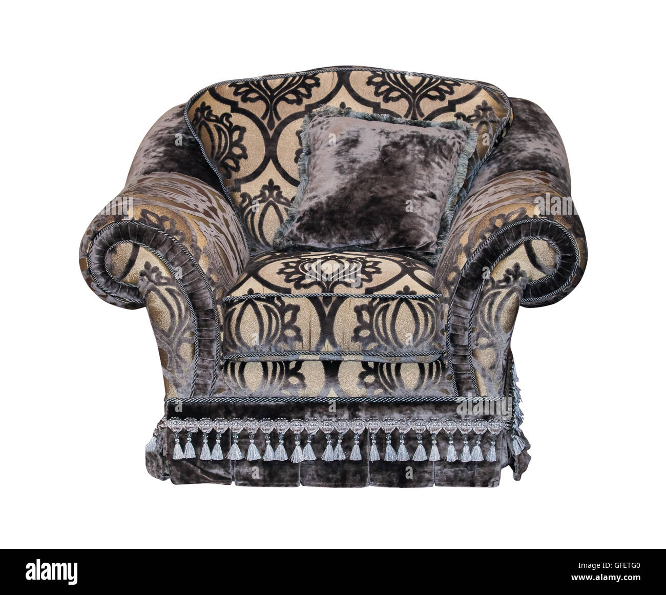Dark classic in morbido tessuto isolato sedia Foto Stock