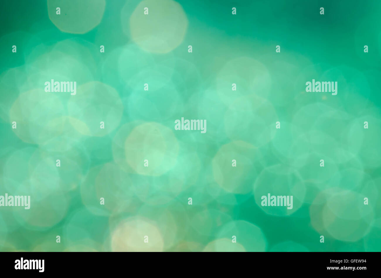 Colore turchese luci sfocate sfondo bokeh di fondo Foto Stock