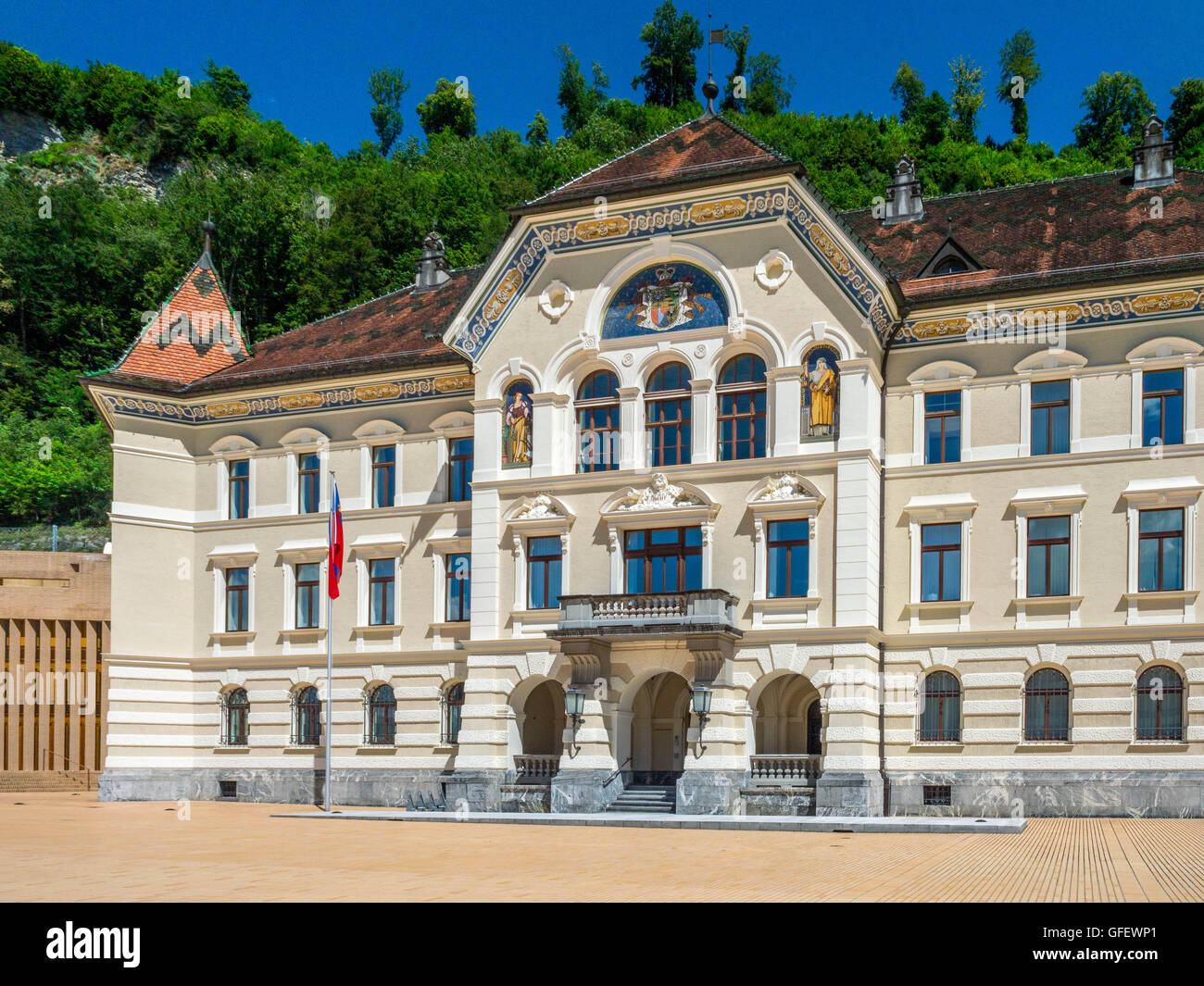 Il vecchio parlamento a Vaduz nel Principato del Liechtenstein, Europa Foto Stock