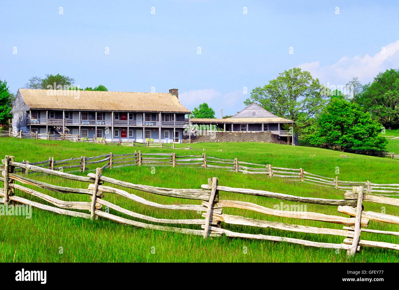 Bluffs lodge hotel storico e ristorante nel parco doughton su Blue Ridge Parkway in North Carolina, Stati Uniti d'America Foto Stock