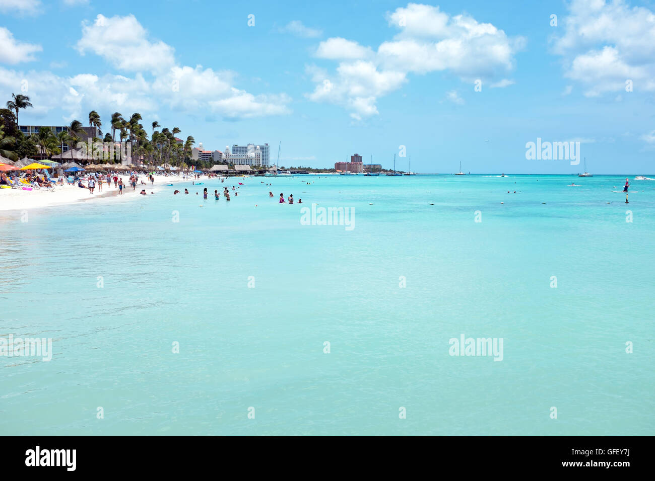 Palm Beach su Aruba isola dei Caraibi Foto Stock