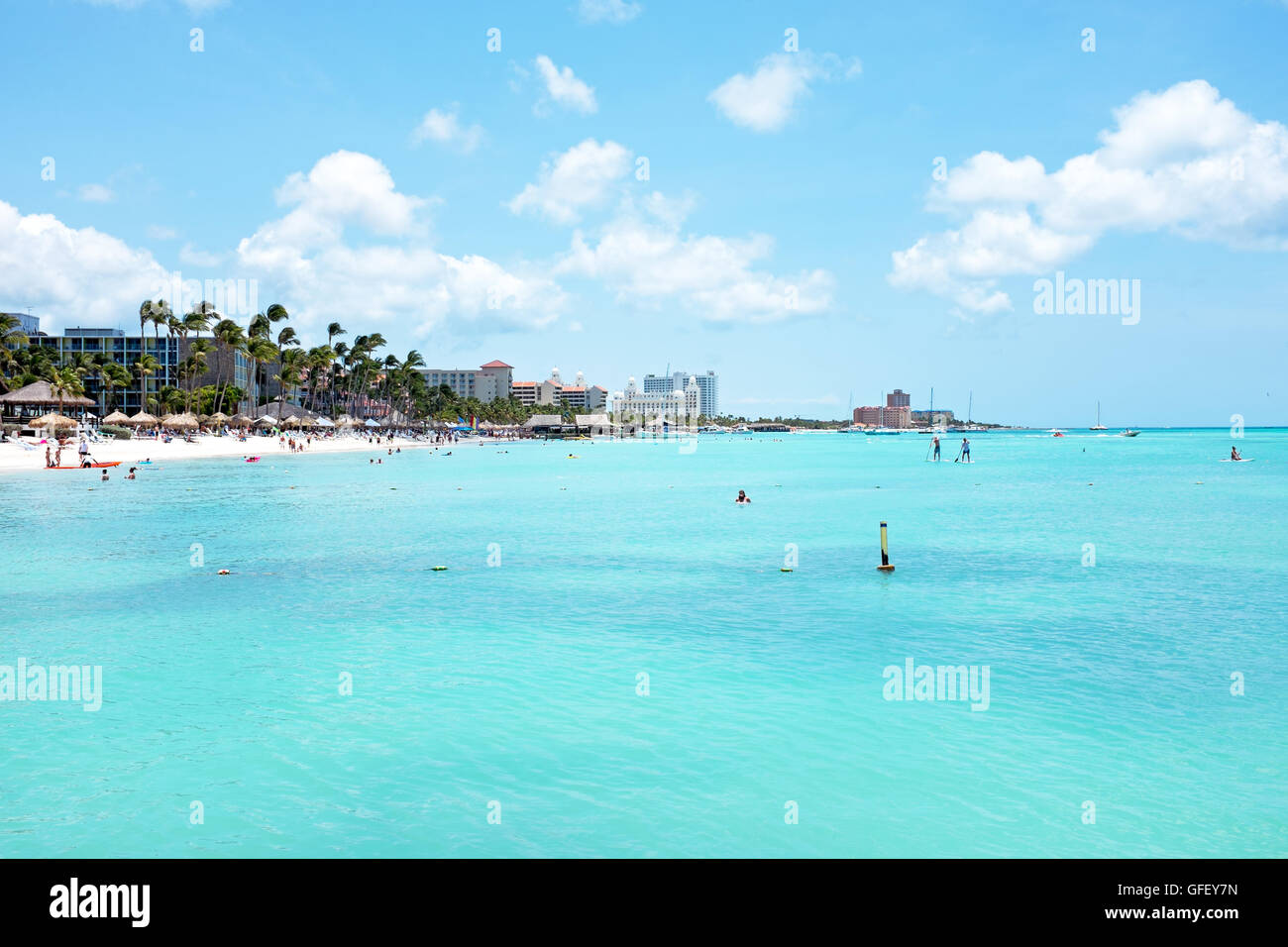 Palm Beach su Aruba isola dei Caraibi Foto Stock