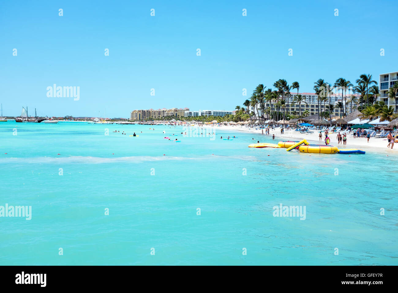 Palm Beach ad Aruba isola del Mar dei Caraibi Foto Stock