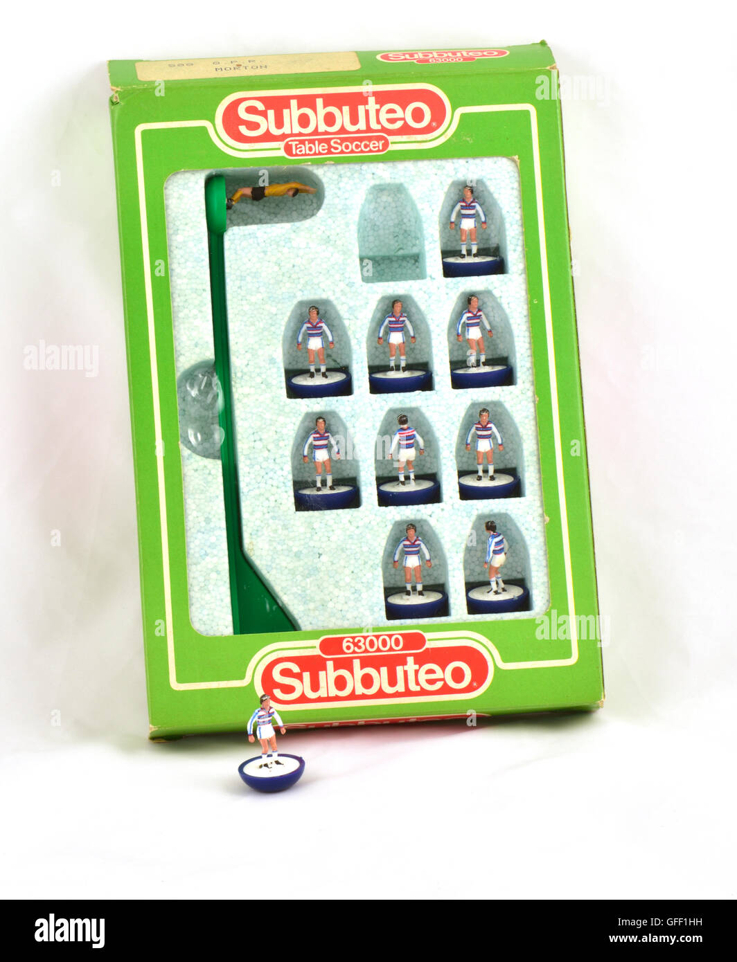 Subbuteo® tabella football team nella casella, degli anni ottanta le versioni QPR colori Foto Stock