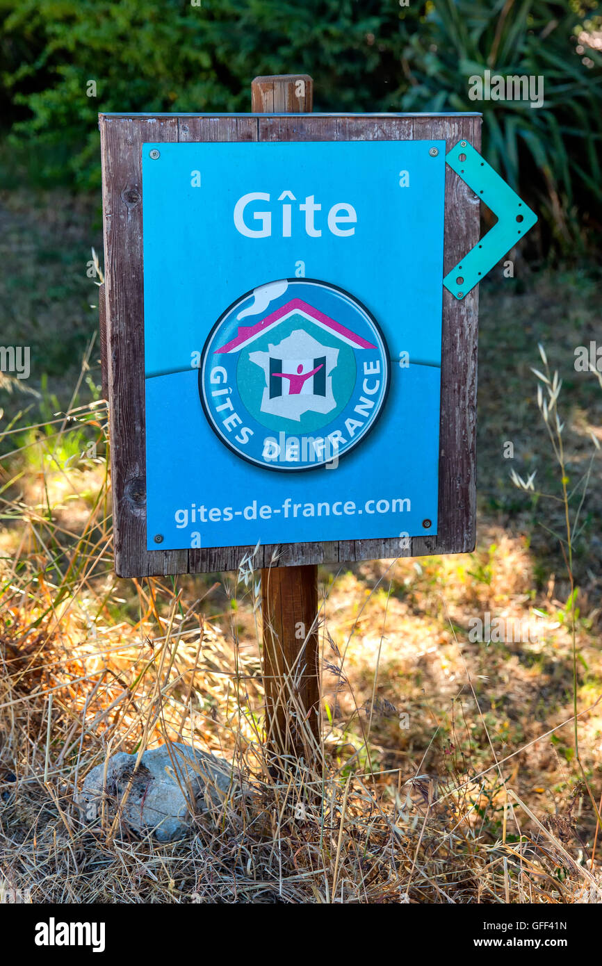 Il logo di segno Gites de France (guest house) in Provenza, Francia Foto Stock