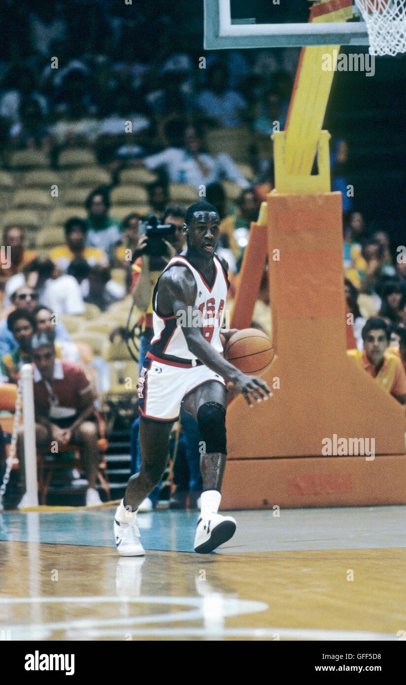 California - Los Angeles - 1984 giochi olimpici estivi. Di pallacanestro degli uomini. Michael Jordan Foto Stock
