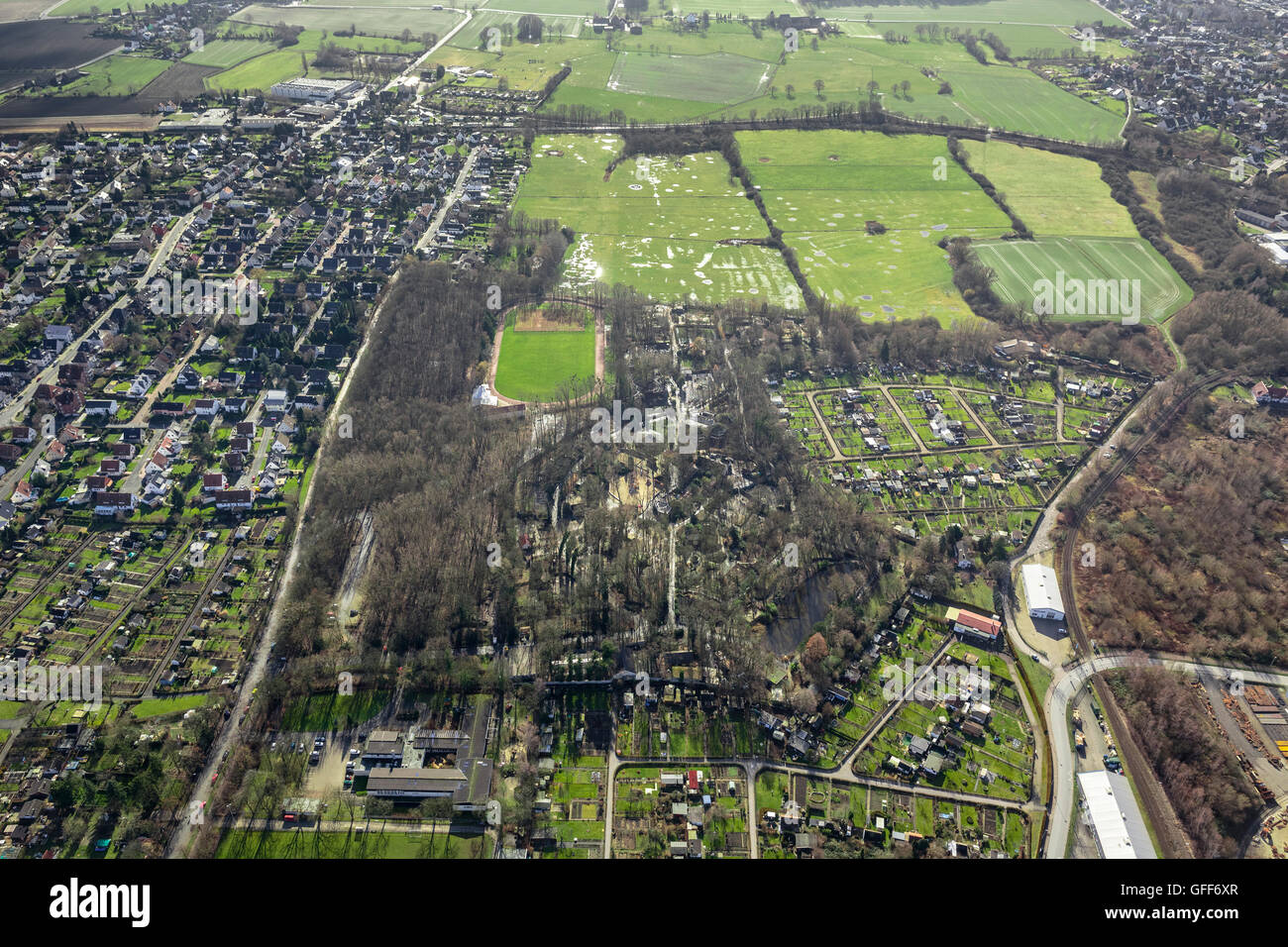 Aria, Animal Park Hamm, inverno foto, Hamm, la zona della Ruhr, Renania settentrionale-Vestfalia, Germania, Europa, vista aerea, uccelli-occhi vista, Foto Stock