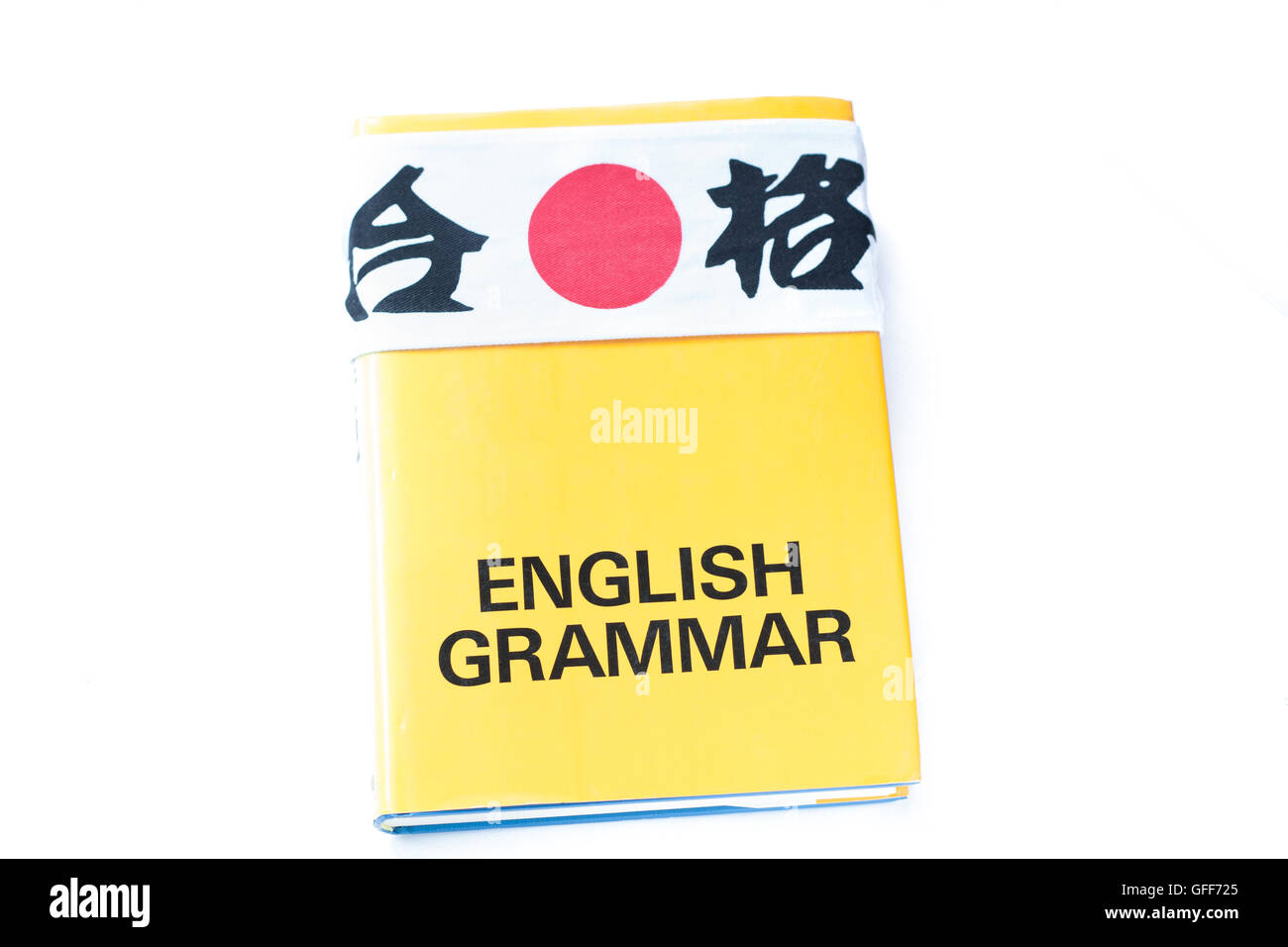 Giapponese archetto fortunato per superare l'esame chiamato Goukaku Hachimaki su bianco isolare lo sfondo Foto Stock