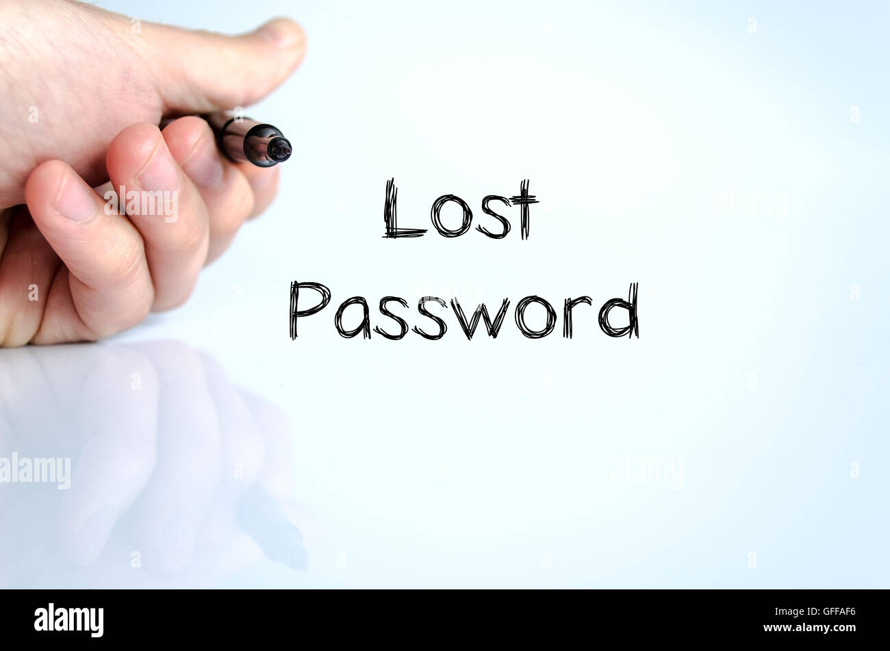 Password persa testo concetto isolato su sfondo bianco Foto Stock