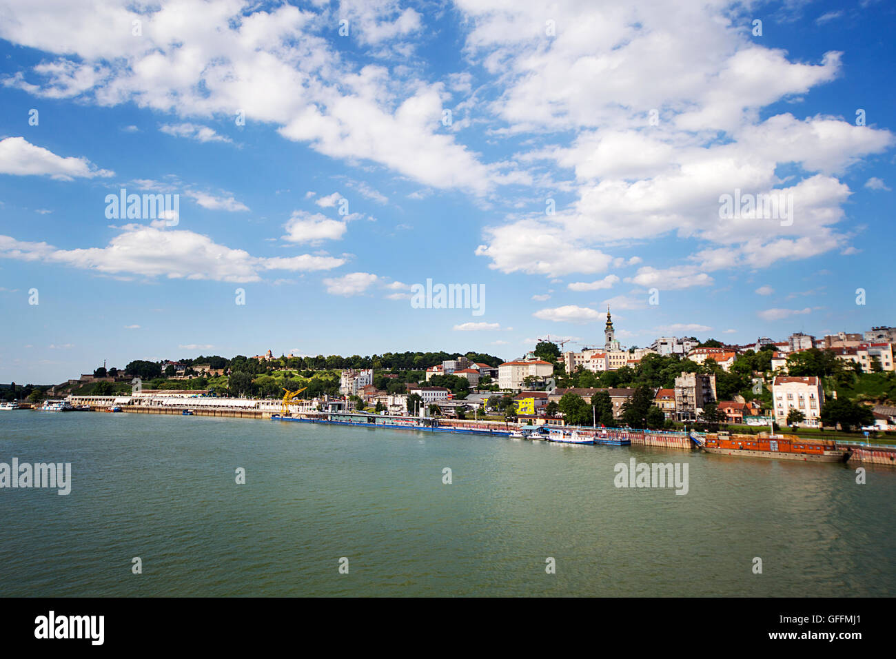 Vista sul fiume Sava a Belgrado in Serbia Foto Stock