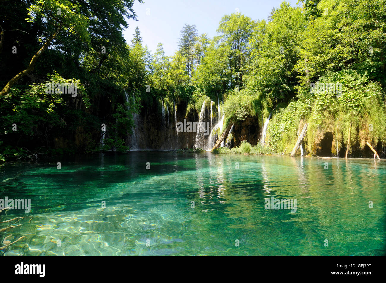 Le cascate di Plitvitce laghi, Croazia Foto Stock