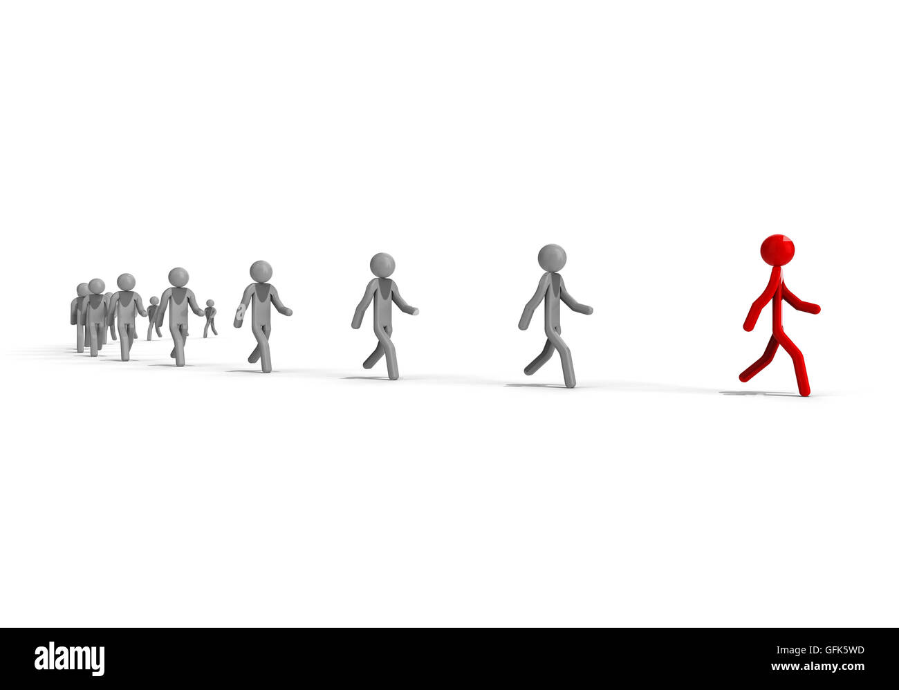 3D render image in rappresentanza di seguire il concetto di leader Foto Stock