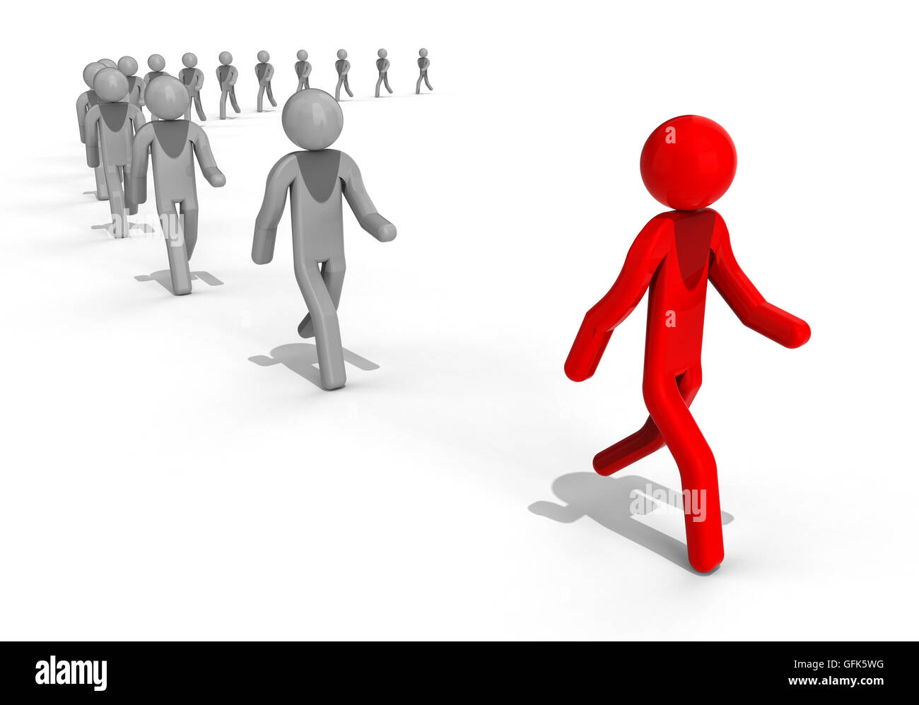 3D render image in rappresentanza di seguire il concetto di leader Foto Stock