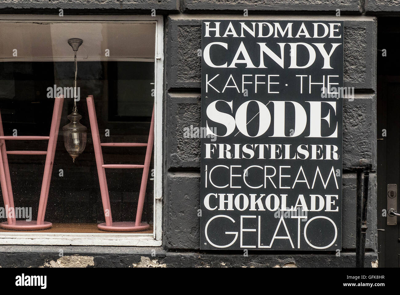 Tipografia store window,Copenhagen,Danimarca Foto Stock