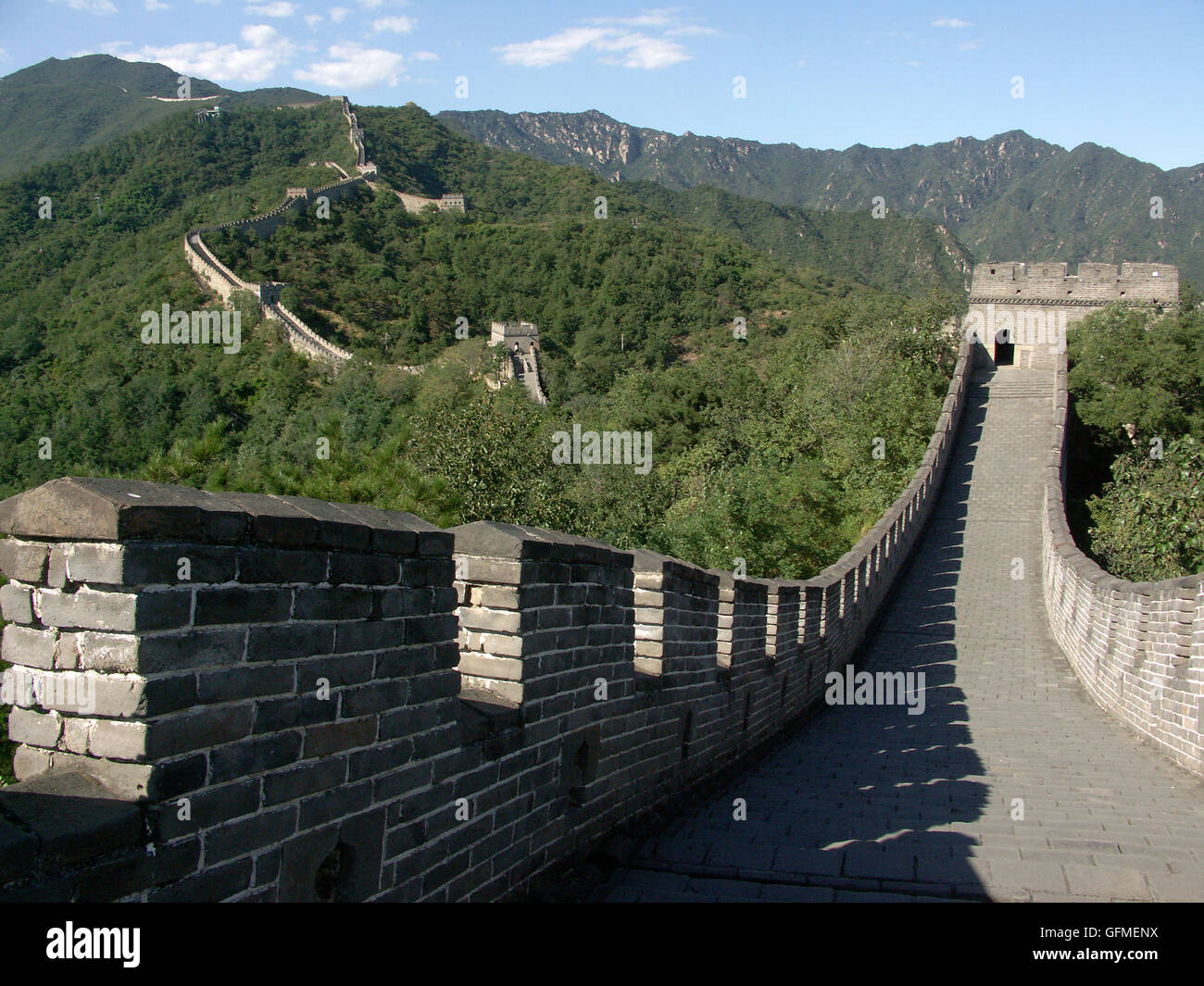 Il Mu Tian Yu sezione della Grande Muraglia Cinese. Pechino - Cina Foto Stock