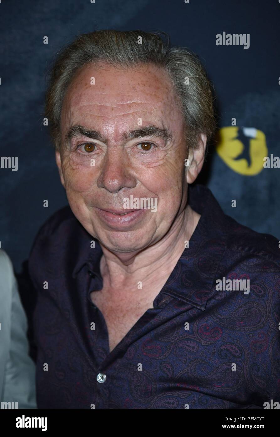 New York, NY, STATI UNITI D'AMERICA. 31 Luglio, 2016. Andrew Lloyd Webber al dopo-party, Gotham di presenze per gatti Revival apertura notturna su Broadway, Neil Simon Theatre di New York, NY Luglio 31, 2016. Credito: Derek Storm/Everett raccolta/Alamy Live News Foto Stock