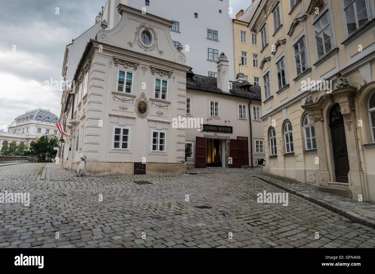 Case di città, Schreyvogelgasse 8 ("Il Terzo Uomo' ubicazione), Vienna, Austria Foto Stock