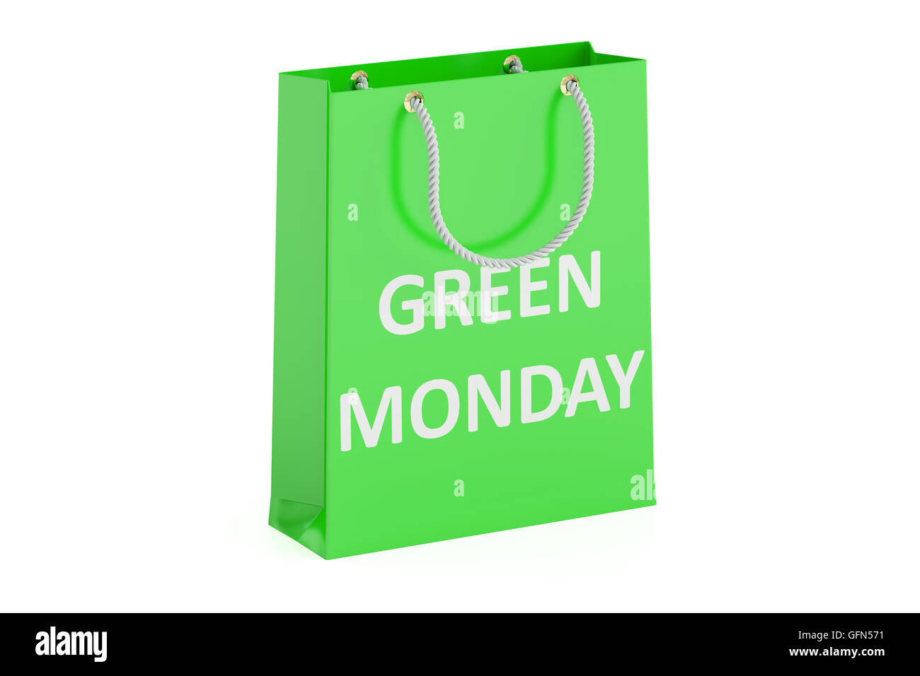 Green lunedì concetto, shopping bag. 3D rendering isolati su sfondo bianco Foto Stock