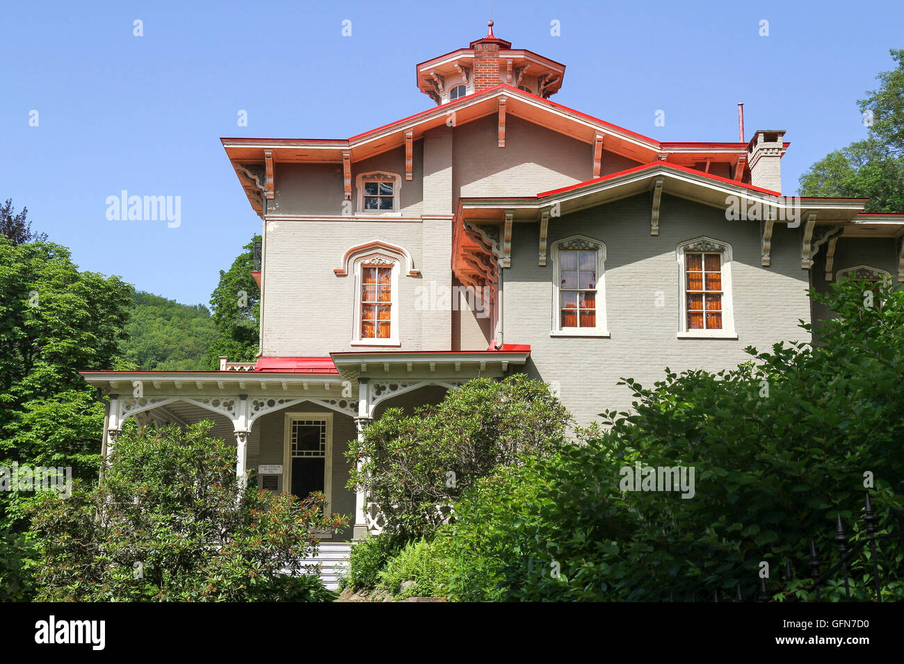 Vista laterale di Asa il packer Mansion, Jim Thorpe, Pennsylvania Foto Stock