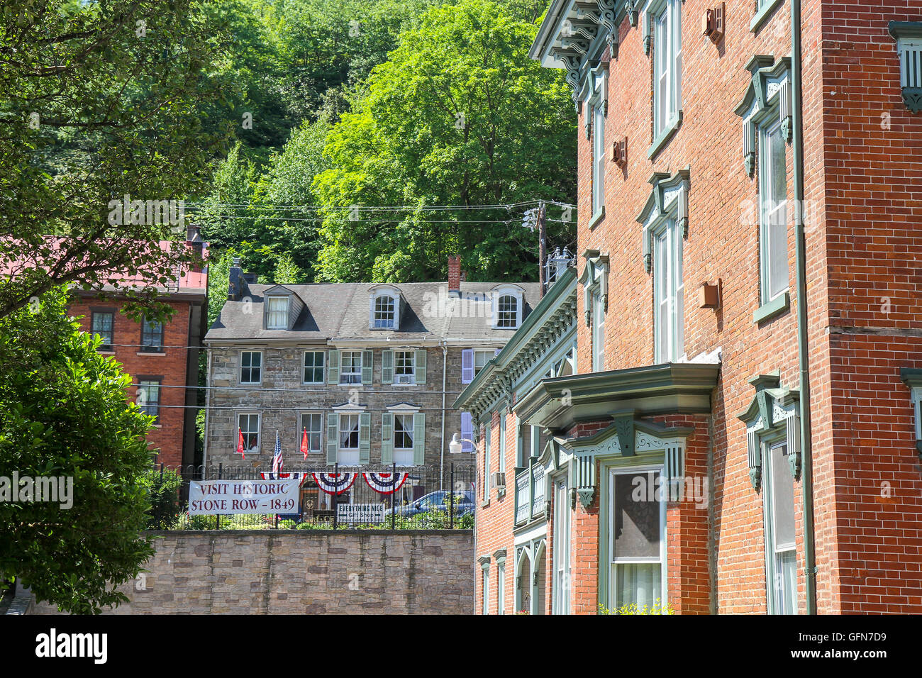 Architettura storica in Jim Thorpe, Pennsylvania Foto Stock