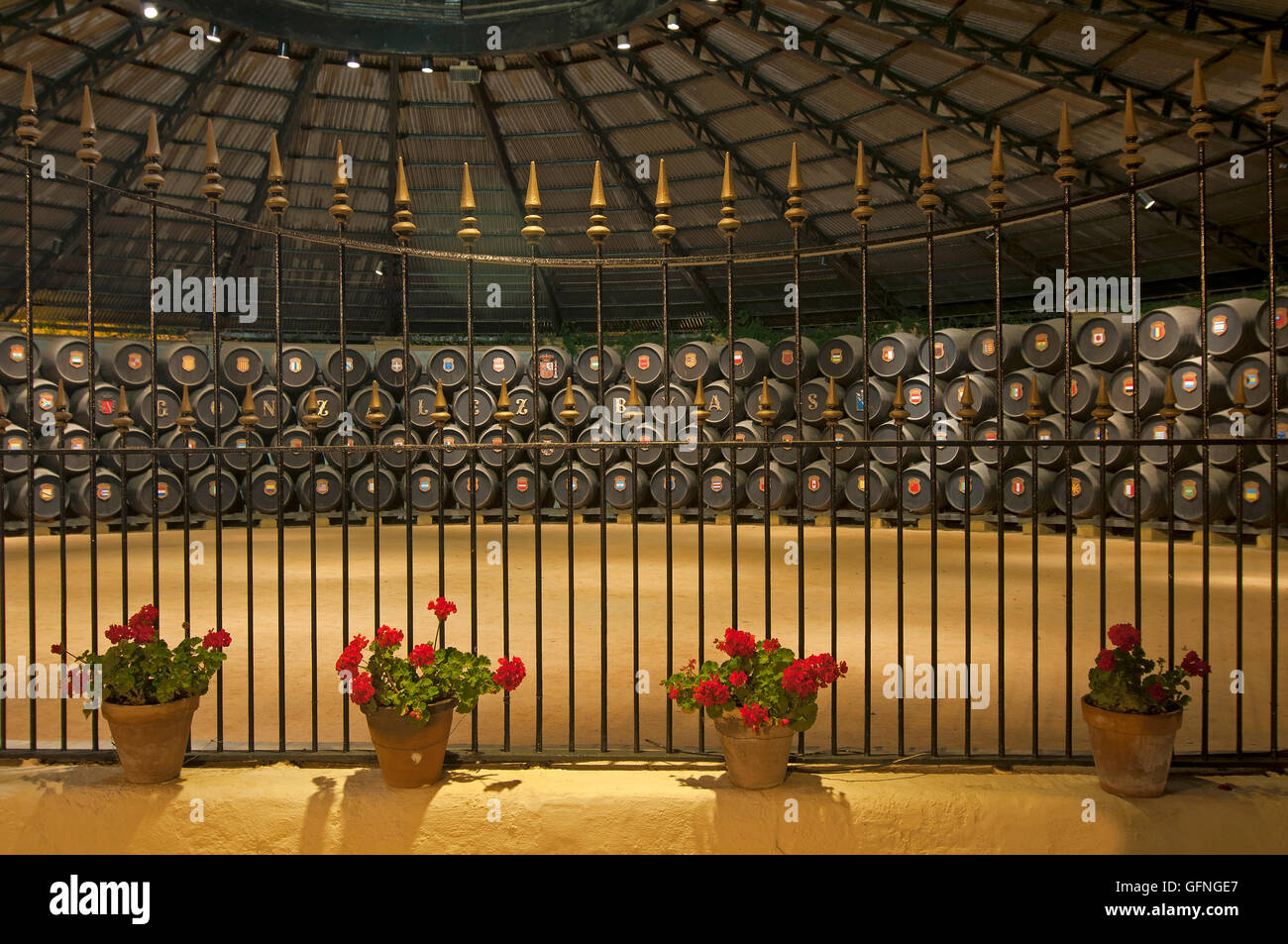 González Byass cantina, Royal cantina di La Concha, Jerez de la Frontera, Cadice provincia, regione dell'Andalusia, Spagna, Europa Foto Stock