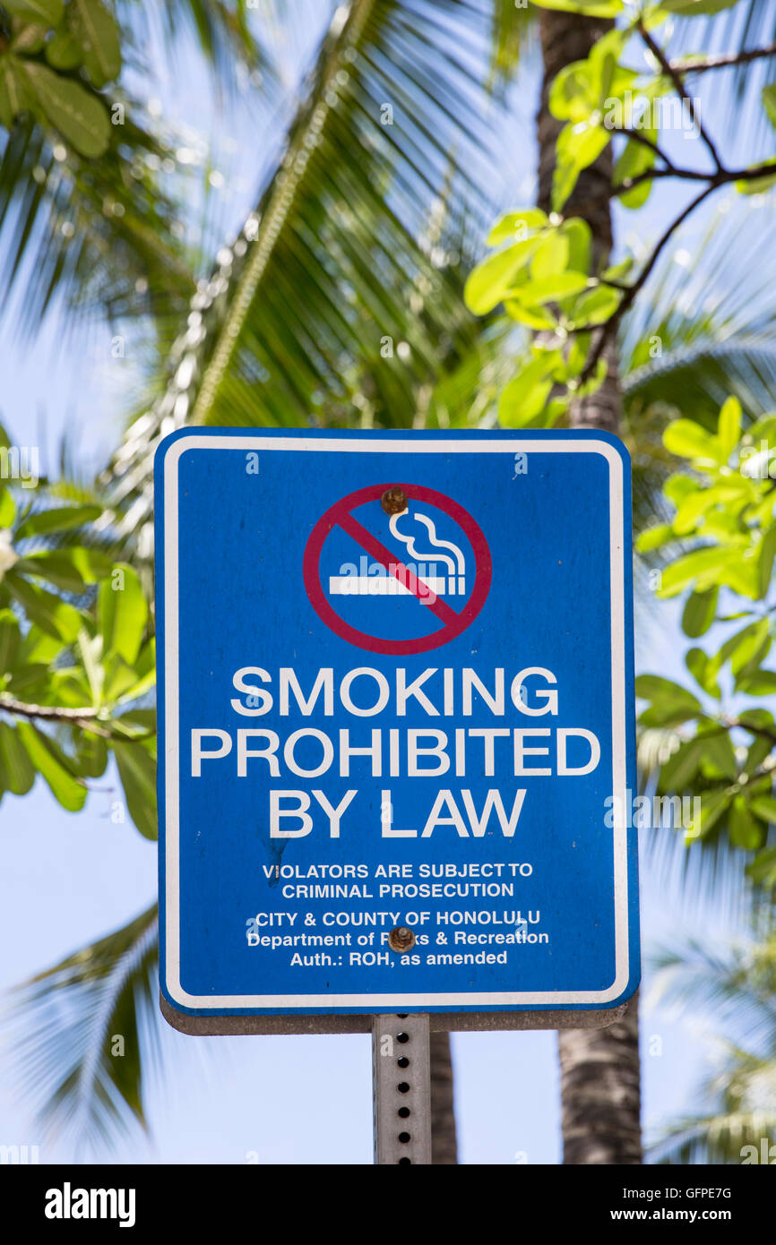Vietato fumare, Hawaii, USA, Martedì 10 Maggio, 2016. Foto Stock