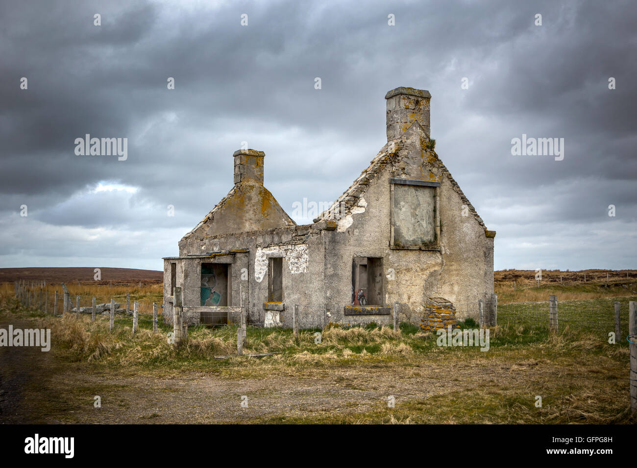 Moine Casa nel Nord delle Highlands della Scozia Foto Stock