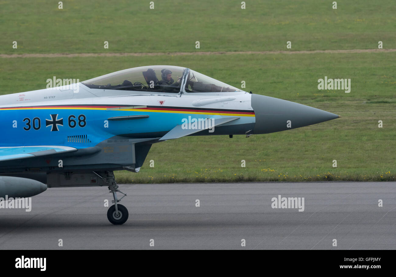 German Air Force Typhoon 60 anno speciale a RNAS Culdrose aria giorno Foto Stock