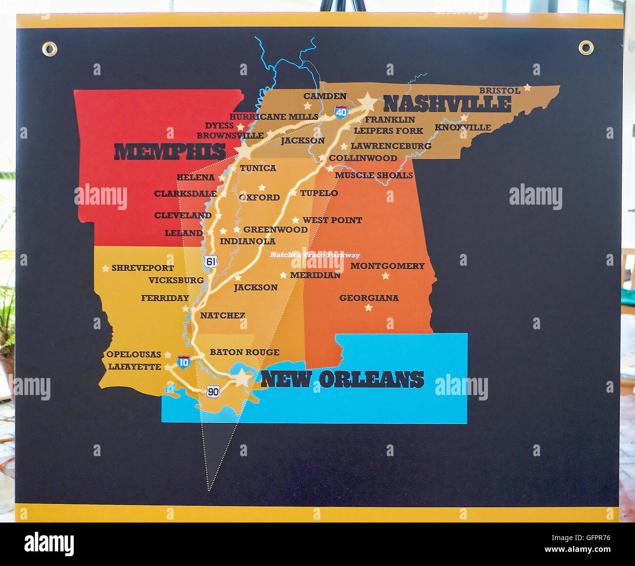 Mappa del profondo Sud membri in Memphis, Tennessee, Stati Uniti d'America Foto Stock
